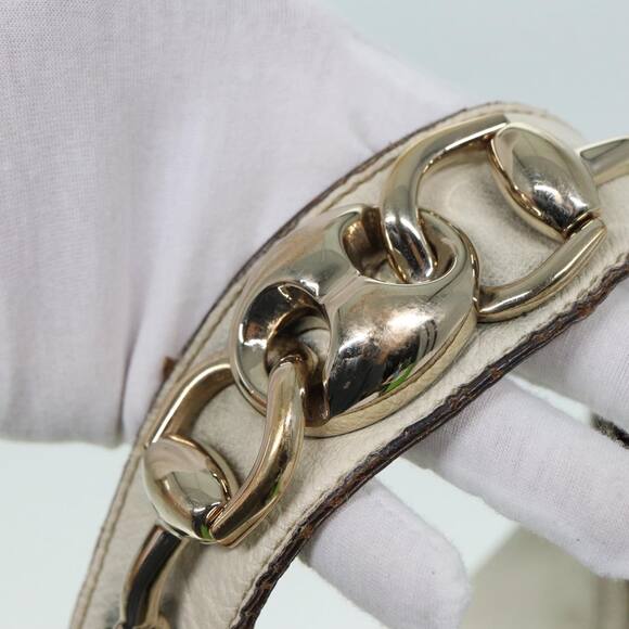 GUCCI Horsebit Shoulder Bag Leather Beige Gold - Picture 9 of 16